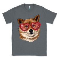 Charcoal Heather shiba inu with love glasses Classic Tee - RanaPortraitStore