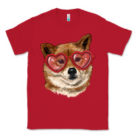 Red shiba inu with love glasses Classic Tee - RanaPortraitStore