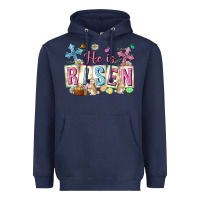 Navy he is risen easter with flowers Heavyweight Hoodie - Neo Western