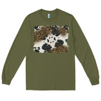 Army Green black and white cowhide background Long Sleeve Tee - BarkalooDesign