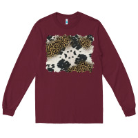 Burgundy black and white cowhide background Long Sleeve Tee - BarkalooDesign