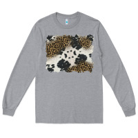 Heather Grey black and white cowhide background Long Sleeve Tee - BarkalooDesign