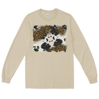 Mushroom black and white cowhide background Long Sleeve Tee - BarkalooDesign