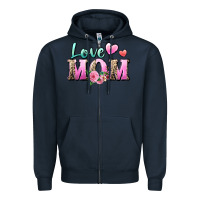 Navy love mom Zipper Hoodie - Zillion Design Studio