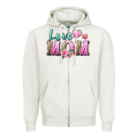 Oatmeal Heather love mom Zipper Hoodie - Zillion Design Studio