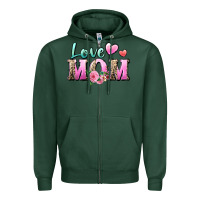 Sports Green love mom Zipper Hoodie - Zillion Design Studio