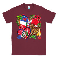 Burgundy dominican republic  hearts Classic Tee - texasbilliewilder