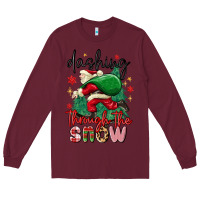 Burgundy dashing through the snow Long Sleeve Tee - MaliasSmallBusiness