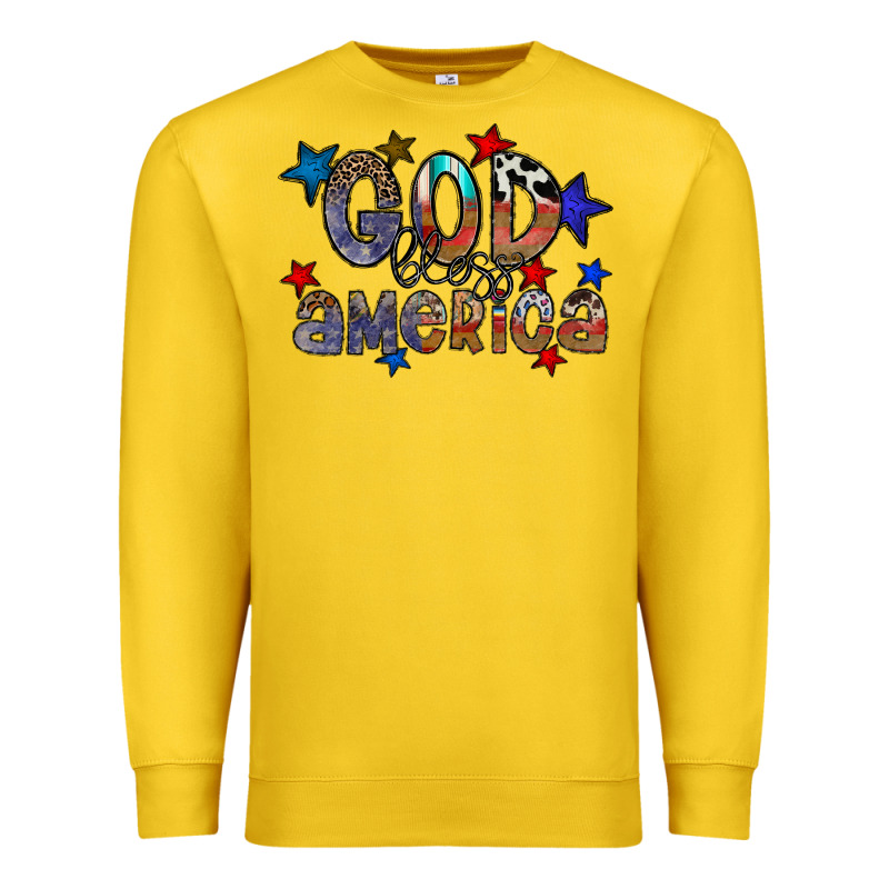 God Bless America Premium Sweatshirt by CowhideDigitalArt | Teevron