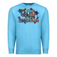 Ocean Blue god bless america Premium Sweatshirt - CowhideDigitalArt