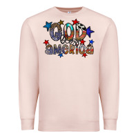 Pale Pink god bless america Premium Sweatshirt - CowhideDigitalArt