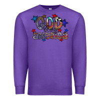 Purple god bless america Premium Sweatshirt - CowhideDigitalArt