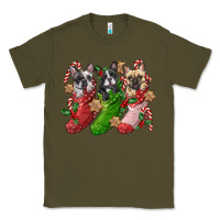 Army Green french bulldog with christmas socks Classic Tee - FaDigitalArtStudio