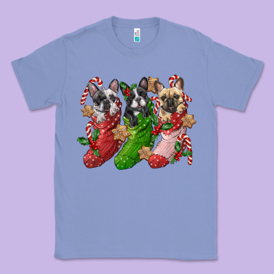 French Bulldog With Christmas Socks Classic Tee Designed By Fadigitalartstudio
