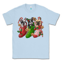 Dusty Blue french bulldog with christmas socks Classic Tee - FaDigitalArtStudio