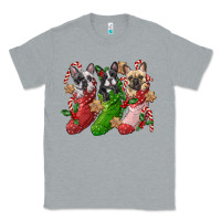Heather Grey french bulldog with christmas socks Classic Tee - FaDigitalArtStudio