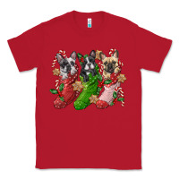 Red french bulldog with christmas socks Classic Tee - FaDigitalArtStudio