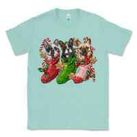 Seafoam french bulldog with christmas socks Classic Tee - FaDigitalArtStudio