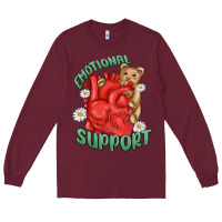 Burgundy emotional support Long Sleeve Tee - MaliasSmallBusiness