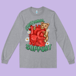 Emotional Support Long Sleeve Tee Designed By Maliassmallbusiness