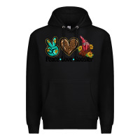 Black peace love rooster Premium Hoodie - BarkalooDesign