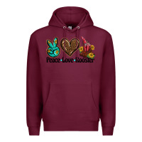 Burgundy peace love rooster Premium Hoodie - BarkalooDesign