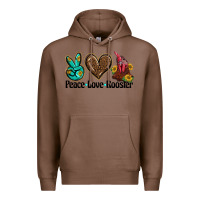 Chestnut peace love rooster Premium Hoodie - BarkalooDesign