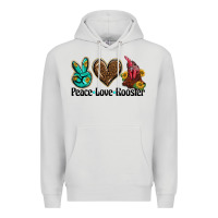Dove Grey peace love rooster Premium Hoodie - BarkalooDesign