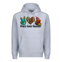 Heather Grey peace love rooster Premium Hoodie - BarkalooDesign
