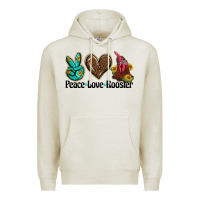 Oatmeal Heather peace love rooster Premium Hoodie - BarkalooDesign