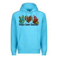 Ocean Blue peace love rooster Premium Hoodie - BarkalooDesign