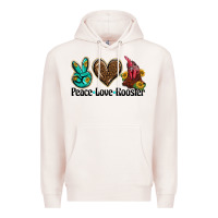 Pale Pink peace love rooster Premium Hoodie - BarkalooDesign