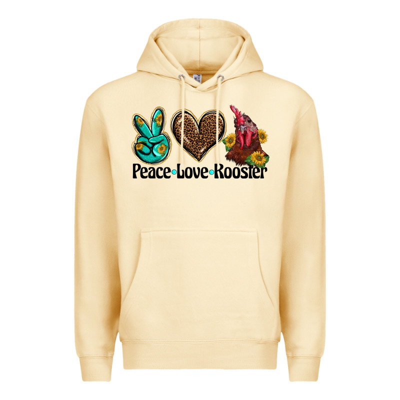Peace Love Rooster Premium Hoodie by BarkalooDesign | Teevron