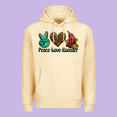 Peace Love Rooster Premium Hoodie Designed By Barkaloodesign