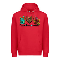 Red peace love rooster Premium Hoodie - BarkalooDesign