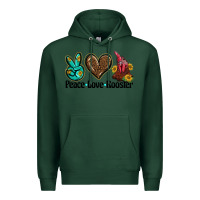 Sports Green peace love rooster Premium Hoodie - BarkalooDesign