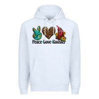 White peace love rooster Premium Hoodie - BarkalooDesign