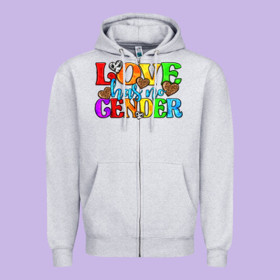 Zipper Hoodie love has no gender pride lgbtq