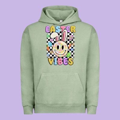 Easter Vibes Smiley Face Urban Hoodie Designed By Maliassmallbusiness