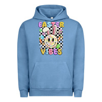 Pigment Pebble Blue easter vibes smiley face Urban Hoodie - MaliasSmallBusiness