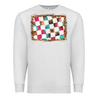 Oatmeal Heather race background with leopard frame Premium Sweatshirt - HRA Design Shop