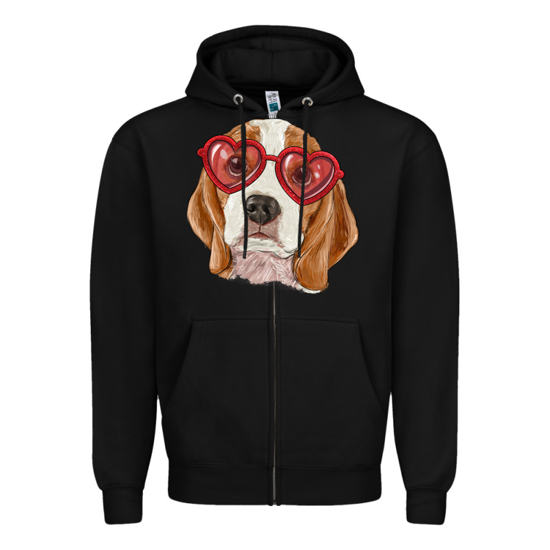 Beagle With Love Glasses Zipper Hoodie by RanaPortraitStore | Teevron