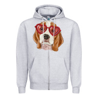Heather Grey Beagle with love glasses Zipper Hoodie - RanaPortraitStore
