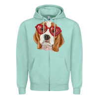 Seafoam Beagle with love glasses Zipper Hoodie - RanaPortraitStore