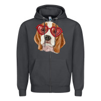 Smoke Beagle with love glasses Zipper Hoodie - RanaPortraitStore