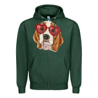 Sports Green Beagle with love glasses Zipper Hoodie - RanaPortraitStore