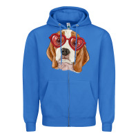 True Royal Beagle with love glasses Zipper Hoodie - RanaPortraitStore