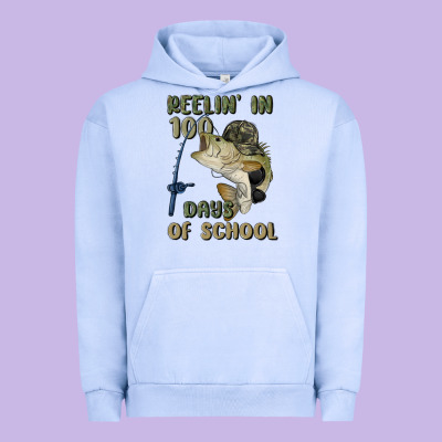 Reelin' In 100 Days Of School Urban Hoodie Designed By Maliassmallbusiness