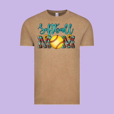 Western Leopard  Sunflowers Glitter Mom Softball Vintage Tee Designed By Artiststas