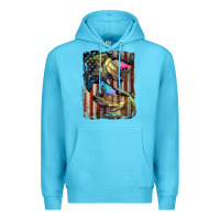Ocean Blue American Flag With Bass Fish Premium Hoodie - LillyAllenDesigns